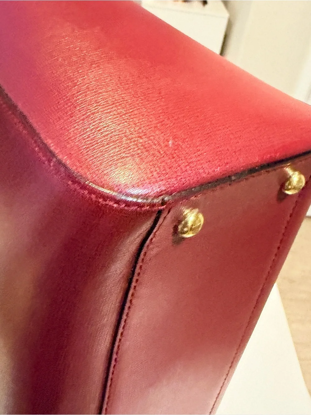 Must de Cartier Bordeaux Leather Bag Vintage Tote Authentic with Dust Bag & COA